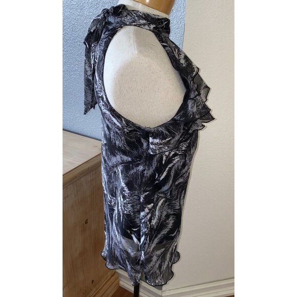 AGB Blouse Women’s Small Black Sleeveless Ruffled Lined Ladies - Picture 3 of 8